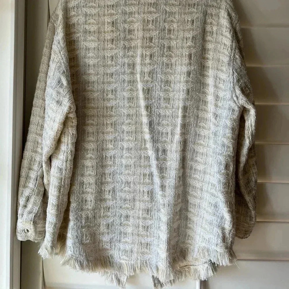 IRO NEW Marsh Metallic Ecru Silver Tweed Shacket Shirt Jacket 38 - Picture 12 of 15